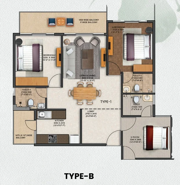 jms silver living sector 95 gurgaon floor plan type b